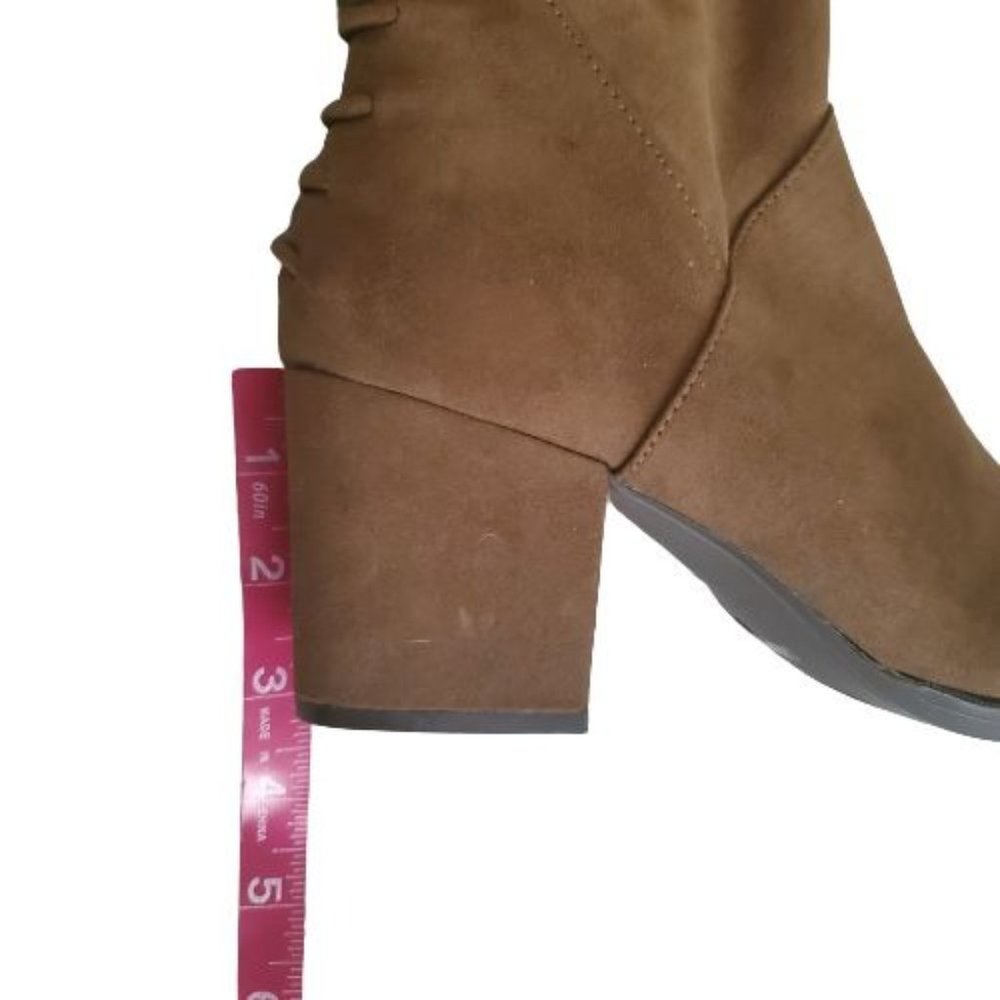 Women's Faux Suede Zipper Block Heel Wide Calf Boot Brown Size 7.5‎ NWOT - Picture 8 of 13